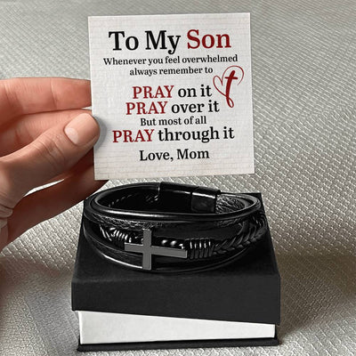 Load image into Gallery viewer, To My Son Bracelet from Mom, Pray on It, Pray Over It, But Most of All Pray Through It
