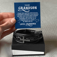 Load image into Gallery viewer, To My Grandson Bracelet from Grandma, I Thank the Lord for Giving Me Such a Wonderful Grandson
