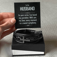 Load image into Gallery viewer, To My Man Leather Bracelet, Unique Birthday Gifts for Husband, In Your Arms, I&#39;ve Found My Paradise
