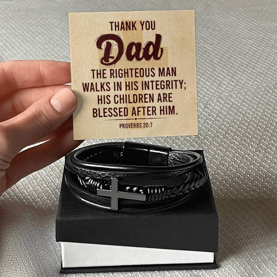 To My Dad Men's Cross Bracelet - Bible Verse Catholic