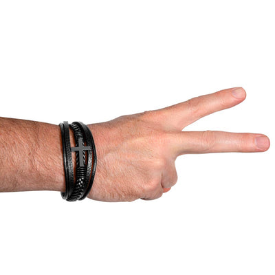 Load image into Gallery viewer, To My Man Men&amp;#39;s Cross Bracelet - My Love, My One and Only Men&amp;#39;s Cross Bracelet
