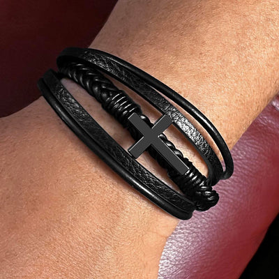 Load image into Gallery viewer, To My Husband Men&amp;#39;s Cross Bracelet - Your Love in Not Just
