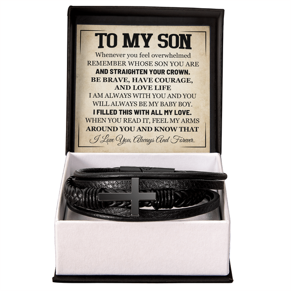 Mother to Son Leather Bracelet, Men Birthday Bracelet for Son from Mom and Dad