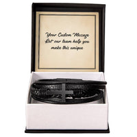 Load image into Gallery viewer, Personalized Gifts for Man, Cross Leather Bracelet W/ Custom Message Card
