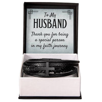 Load image into Gallery viewer, To My Husband Men&#39;s Cross Bracelet - Thank You for Being a Special Person in My Faith
