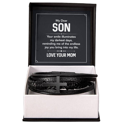 Load image into Gallery viewer, To My Son Cross Bracelet from Mom, Your Smile Illuminates My Darkest Days
