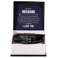 Load image into Gallery viewer, To My Husband Men&#39;s Cross Bracelet - Your Love in Not Just
