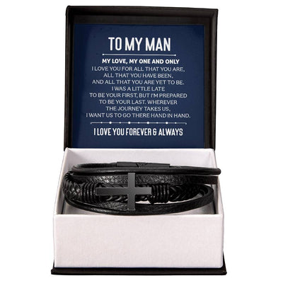 Load image into Gallery viewer, To My Man Men&amp;#39;s Cross Bracelet - My Love, My One and Only Men&amp;#39;s Cross Bracelet
