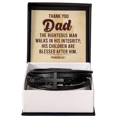 Load image into Gallery viewer, To My Dad Men&amp;#39;s Cross Bracelet - Bible Verse Catholic
