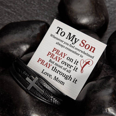 Load image into Gallery viewer, To My Son Bracelet from Mom, Pray on It, Pray Over It, But Most of All Pray Through It

