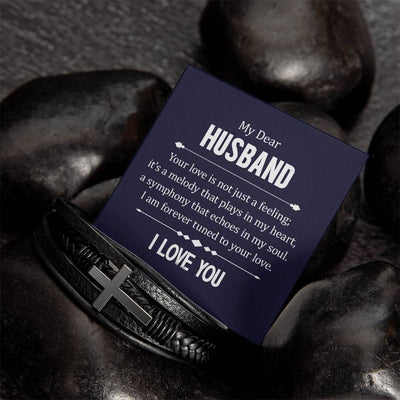 Load image into Gallery viewer, To My Husband Men&amp;#39;s Cross Bracelet - Your Love in Not Just
