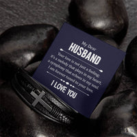 Load image into Gallery viewer, To My Husband Men&#39;s Cross Bracelet - Your Love in Not Just
