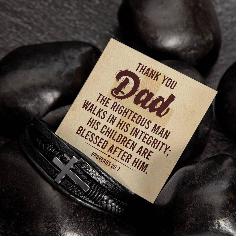 To My Dad Men's Cross Bracelet - Bible Verse Catholic