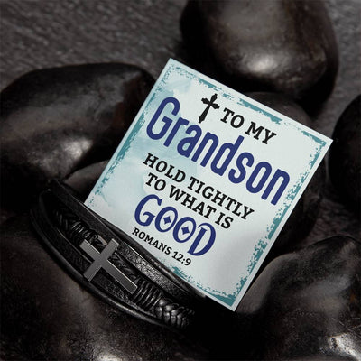 Load image into Gallery viewer, To My Grandson Bracelet from Grandparents, Hold Tightly to What Is Good
