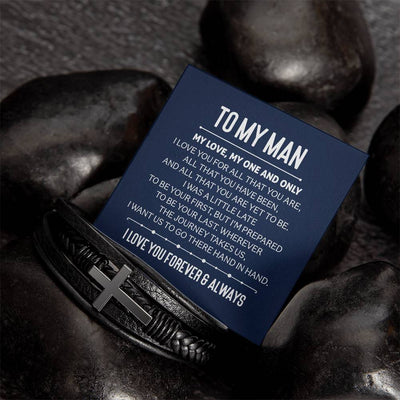 Load image into Gallery viewer, To My Man Men&amp;#39;s Cross Bracelet - My Love, My One and Only Men&amp;#39;s Cross Bracelet
