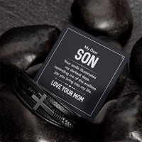 Load image into Gallery viewer, To My Son Cross Bracelet from Mom, Your Smile Illuminates My Darkest Days
