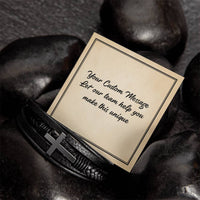Load image into Gallery viewer, Personalized Gifts for Man, Cross Leather Bracelet W/ Custom Message Card
