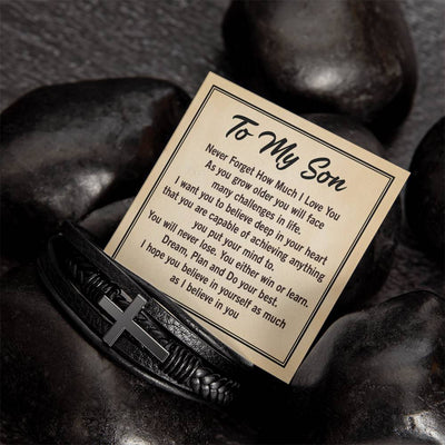 Load image into Gallery viewer, To My Son Bracelet from Mom and Dad, Mother to Son Leather Bracelet, Unique Birthday Day Gifts
