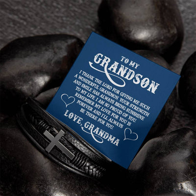 Load image into Gallery viewer, To My Grandson Bracelet from Grandma, I Thank the Lord for Giving Me Such a Wonderful Grandson
