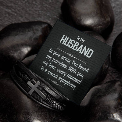 Load image into Gallery viewer, To My Man Leather Bracelet, Unique Birthday Gifts for Husband, In Your Arms, I&amp;#39;ve Found My Paradise
