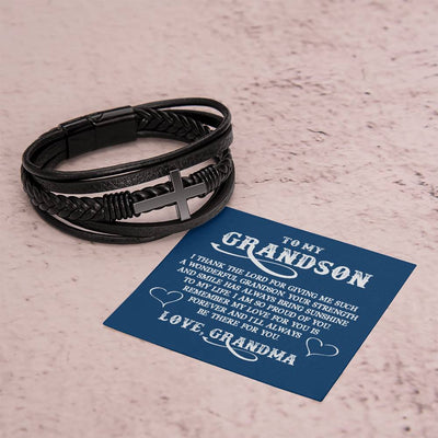 Load image into Gallery viewer, To My Grandson Bracelet from Grandma, I Thank the Lord for Giving Me Such a Wonderful Grandson
