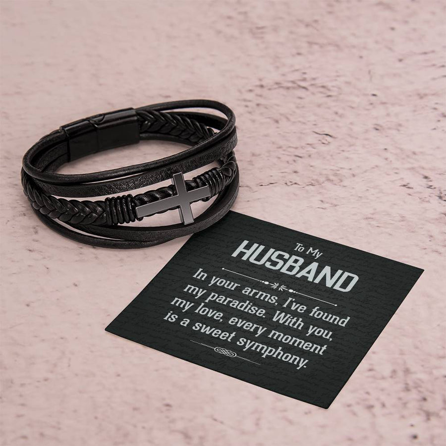 To My Man Leather Bracelet, Unique Birthday Gifts for Husband, In Your Arms, I've Found My Paradise