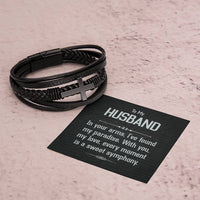 Load image into Gallery viewer, To My Man Leather Bracelet, Unique Birthday Gifts for Husband, In Your Arms, I&#39;ve Found My Paradise
