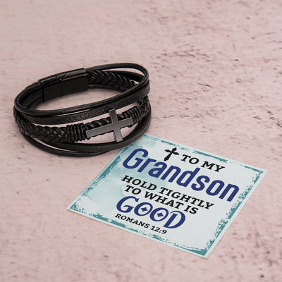 Load image into Gallery viewer, To My Grandson Bracelet from Grandparents, Hold Tightly to What Is Good
