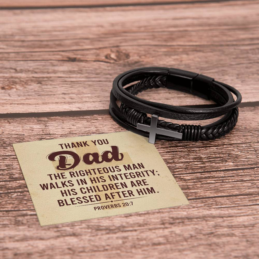 To My Dad Men's Cross Bracelet - Bible Verse Catholic