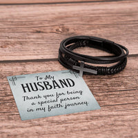 Load image into Gallery viewer, To My Husband Men&#39;s Cross Bracelet - Thank You for Being a Special Person in My Faith
