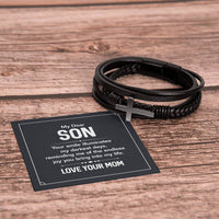 Load image into Gallery viewer, To My Son Cross Bracelet from Mom, Your Smile Illuminates My Darkest Days
