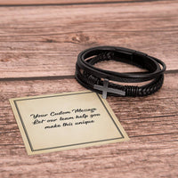 Load image into Gallery viewer, Personalized Gifts for Man, Cross Leather Bracelet W/ Custom Message Card
