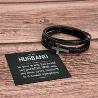 Load image into Gallery viewer, To My Man Leather Bracelet, Unique Birthday Gifts for Husband, In Your Arms, I&#39;ve Found My Paradise
