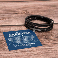Load image into Gallery viewer, To My Grandson Bracelet from Grandma, I Thank the Lord for Giving Me Such a Wonderful Grandson
