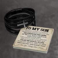 Load image into Gallery viewer, Mother to Son Leather Bracelet, Men Birthday Bracelet for Son from Mom and Dad
