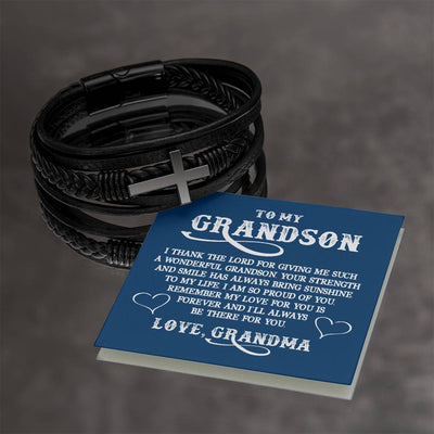 Load image into Gallery viewer, To My Grandson Bracelet from Grandma, I Thank the Lord for Giving Me Such a Wonderful Grandson
