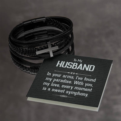 Load image into Gallery viewer, To My Man Leather Bracelet, Unique Birthday Gifts for Husband, In Your Arms, I&amp;#39;ve Found My Paradise
