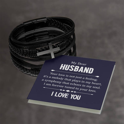 Load image into Gallery viewer, To My Husband Men&amp;#39;s Cross Bracelet - Your Love in Not Just

