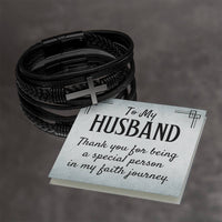 Load image into Gallery viewer, To My Husband Men&#39;s Cross Bracelet - Thank You for Being a Special Person in My Faith
