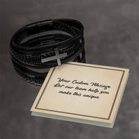 Load image into Gallery viewer, Personalized Gifts for Man, Cross Leather Bracelet W/ Custom Message Card
