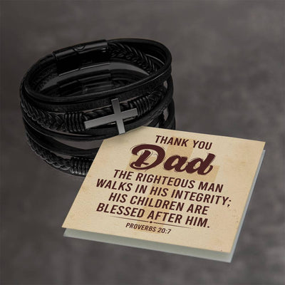 Load image into Gallery viewer, To My Dad Men&amp;#39;s Cross Bracelet - Bible Verse Catholic
