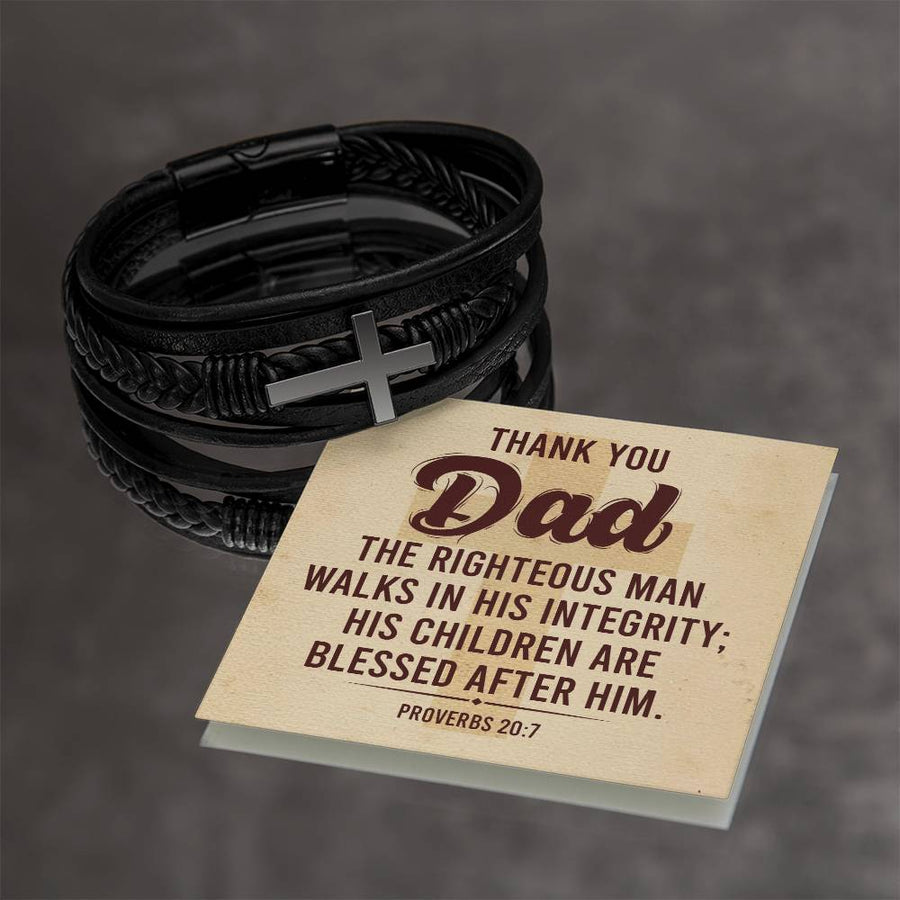 To My Dad Men's Cross Bracelet - Bible Verse Catholic