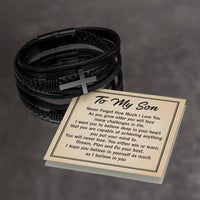 Load image into Gallery viewer, To My Son Bracelet from Mom and Dad, Mother to Son Leather Bracelet, Unique Birthday Day Gifts
