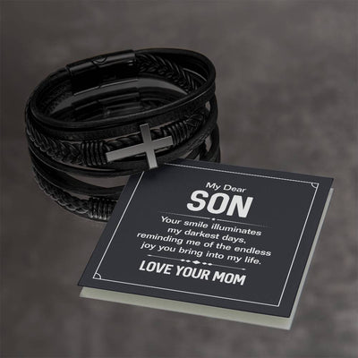 Load image into Gallery viewer, To My Son Cross Bracelet from Mom, Your Smile Illuminates My Darkest Days
