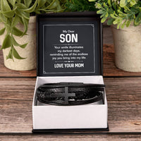 Load image into Gallery viewer, To My Son Cross Bracelet from Mom, Your Smile Illuminates My Darkest Days
