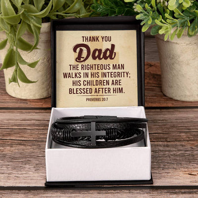 Load image into Gallery viewer, To My Dad Men&amp;#39;s Cross Bracelet - Bible Verse Catholic
