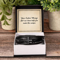 Load image into Gallery viewer, Personalized Gifts for Man, Cross Leather Bracelet W/ Custom Message Card
