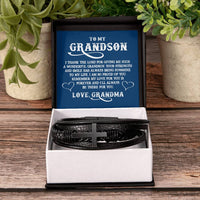 Load image into Gallery viewer, To My Grandson Bracelet from Grandma, I Thank the Lord for Giving Me Such a Wonderful Grandson
