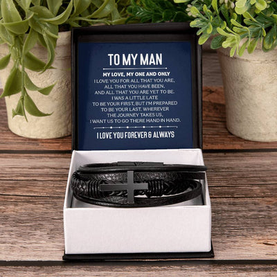 Load image into Gallery viewer, To My Man Men&amp;#39;s Cross Bracelet - My Love, My One and Only Men&amp;#39;s Cross Bracelet
