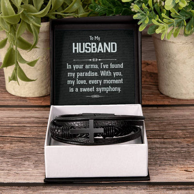 Load image into Gallery viewer, To My Man Leather Bracelet, Unique Birthday Gifts for Husband, In Your Arms, I&amp;#39;ve Found My Paradise
